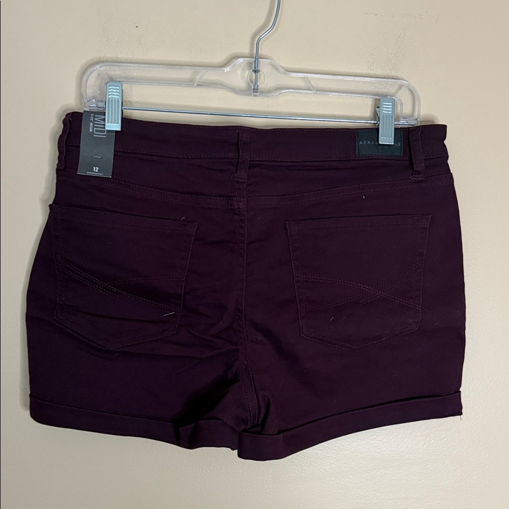 Aeropostale Women's Burgundy Cuffed Jean Shorts - Picture 4 of 6